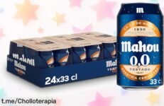 Deliciosa cerveza Mahou 0,0 Tostada en pack de 24 latas: ¡un ofertón irresistible para disfrutar sin límites y refrescarte con cada sorbo cuando más lo necesites!