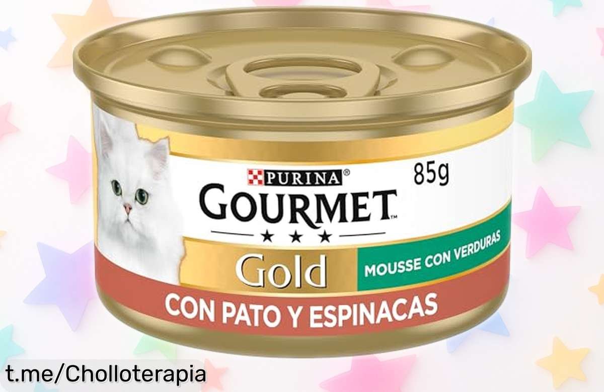 Deliciosa comida húmeda Gourmet Gold Mousse con pato y espinacas en pack de 24 latas a un precio tirado que hará feliz a tu gato. ¡No dejes pasar este chollo!