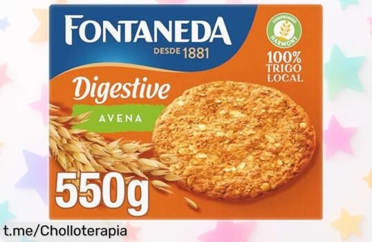 Deliciosas galletas Digestive con Avena Fontaneda, 4x550 g de snack crujiente y rico en fibra a un precio loco que solo aparece una vez. ¡Disfruta cuidándote mientras saboreas!