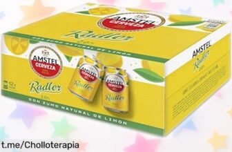 Delicioso pack de 12 latas Amstel Radler: refrescantes y con sabor a limón, ¡no podrás resistirte a este ofertón que hará vibrar tu fin de semana!