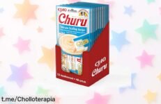 Delicioso snack cremoso INABA Churu de atún con vieira en pack de 48, ¡una oferta irresistible que tu gato adorará y a un precio sorprendente!