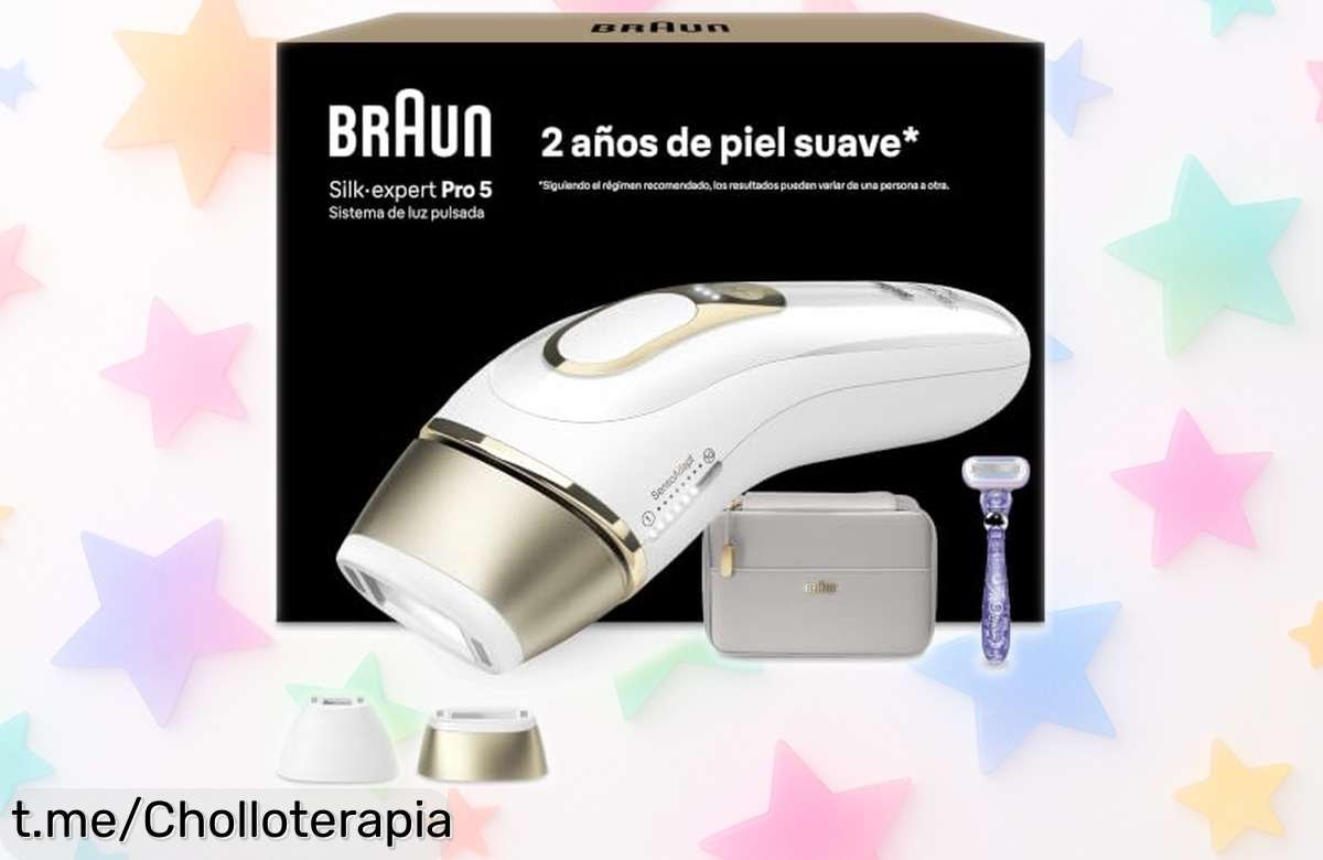 Depiladora de luz pulsada Braun Silk·expert Pro 5 con maquinilla Venus a un precio loco: elimínate el vello en casa sin dolor ni agobios, ¡aprovéchalo antes de que se acabe!