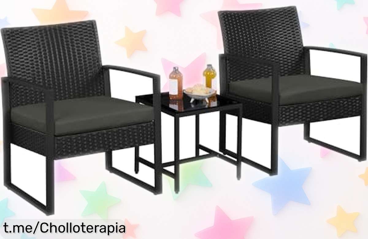 Descubre el conjunto de mesa y sillas para terraza Yaheetech, un chollo increíble que hará de tu rincón favorito un lugar perfecto; ¡no te lo pierdas!