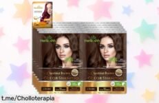 Descubre el increíble champú tinte Herbishh para canas, llévate 10+1 en sobres fáciles y sin tóxicos. ¡Aprovecha esta oferta que vuela! ¡Es tu momento de brillar!