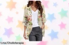 Descubre el kimono de gasa JYGNPC para mujer, un super chollo boho y floral que mejora cualquier look; añade 2 unidades a tu cesta y no te quedes sin él esta temporada.