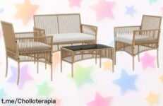 Deslumbrante conjunto de jardín Outsunny para 4 piezas, ¡oferta que no puedes dejar pasar para disfrutar tus momentos al aire libre con estilo y comodidad!