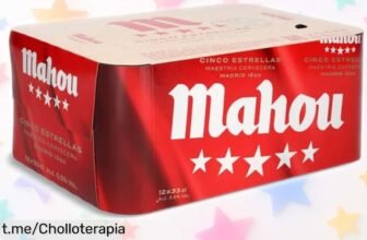 Disfruta de 12 latas de Mahou 5 Estrellas a un precio regalado, sabor fresco y afrutado que eleva cualquier plan. ¡No te lo puedes perder, corre antes que se acaben!