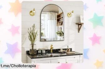 Espejo de pared curvo BEAUTYPEAK con marco negro a precio tirado, el detalle elegante que tu hogar necesita ¡Consíguelo ya y dale ese toque especial que mereces!