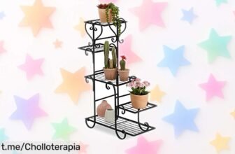 Estantería para plantas Relaxdays, diseño retro y resistente que transforma cualquier rincón: ¡aprovecha esta oferta increíble antes de que vuela!