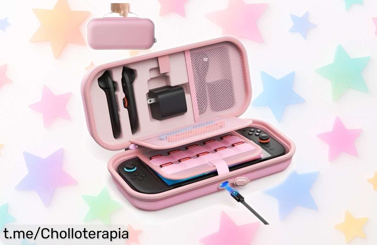 Funda rígida para Nintendo Switch con espacio para 22 juegos y cargador integrado a un precio regalado, ¡protege tu diversión y organiza tu gaming ya mismo!