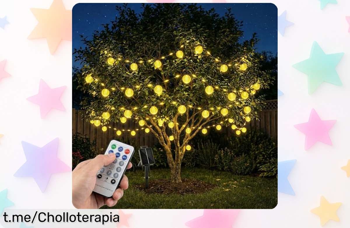 Guirnaldas de luces solares IP67 para exterior, 8 metros con 40 leds y mando a distancia: ¡Imperdible ofertón que ilumina tus noches mágicas!
