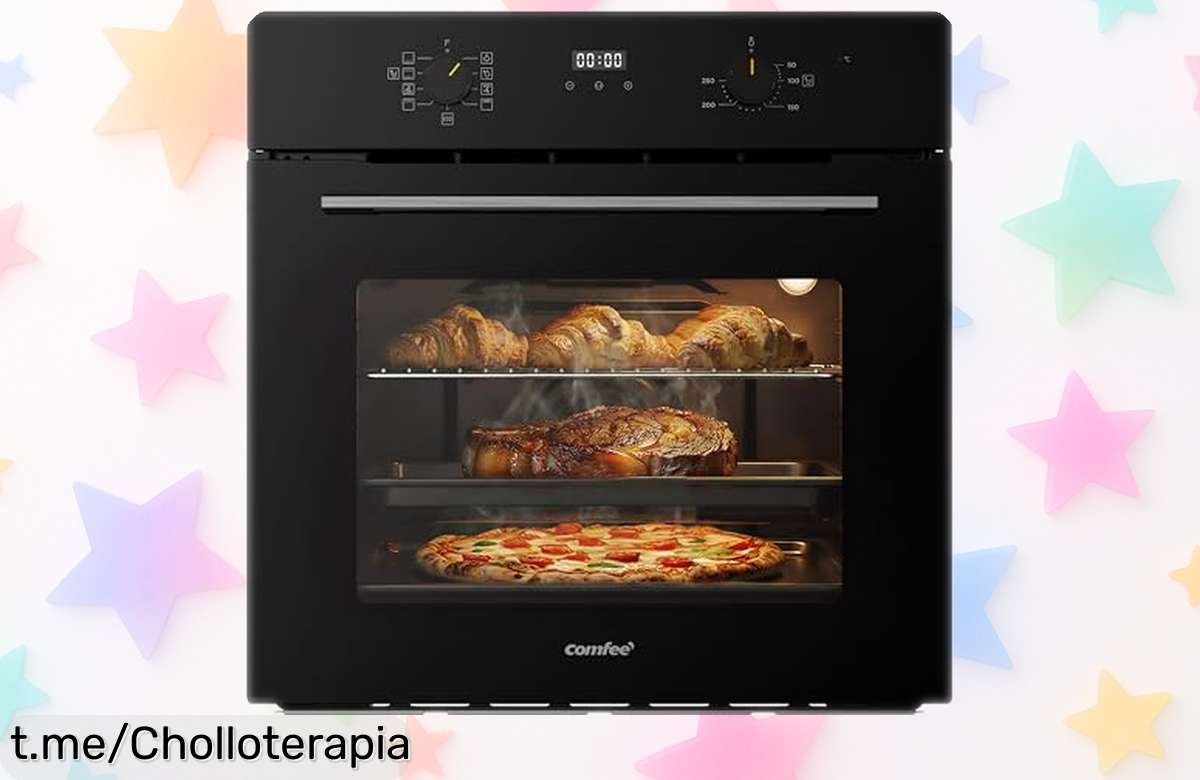 Horno eléctrico empotrable COMFEE CBO70M80D2BK con 7 funciones y limpieza AquaClean a precio tirado para que prepares las mejores pizzas en casa ¡No te quedes sin el tuyo!
