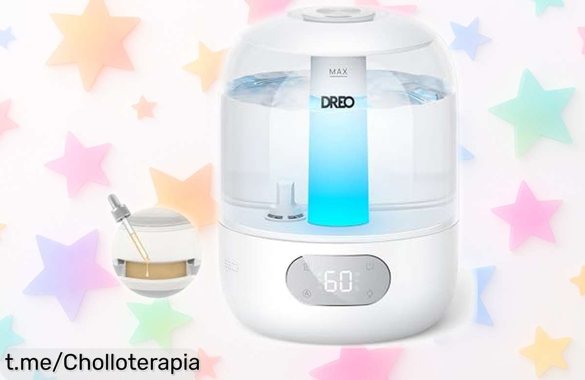 Humidificador ultrasilencioso DREO para bebés a precio loco, que cuida el aire hasta 30 horas con luz ambiental: ¡la salud de tu pequeño nunca fue tan accesible y sin ruido!