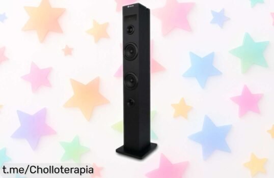 Impresionante torre de sonido NGS Skycharm con 50W, Bluetooth y mando a distancia, ¡llega el fiestón que no puedes dejar escapar!