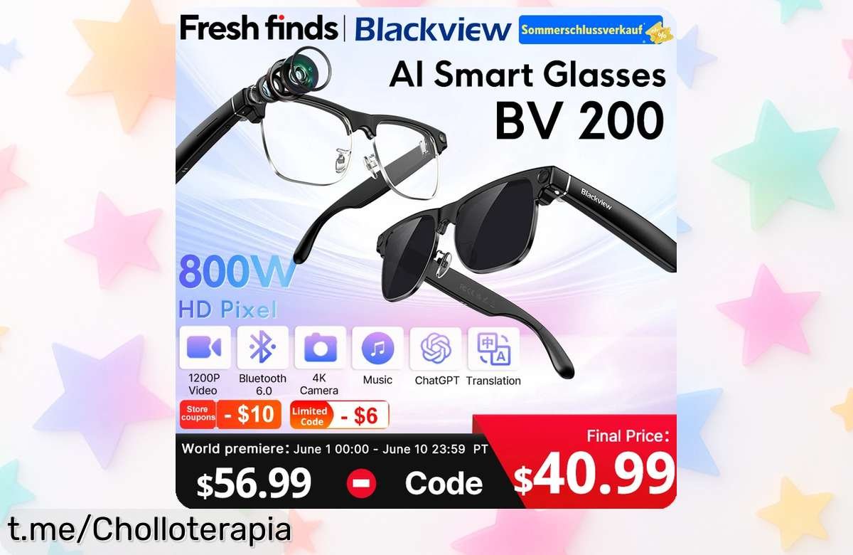 Impresionantes gafas Blackview BV200 con cámara 8MP y asistente de voz: ¡Aprovecha el precio rebajado y lleva la tecnología en tu cara con estilo!