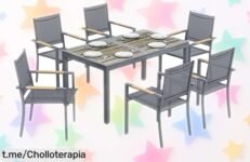 Increíble conjunto de mesa y 6 sillas para jardín Outsunny, una oferta que te hará disfrutar del aire libre sin complicaciones, ¡no dejes pasar este super chollo!