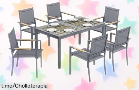 Increíble conjunto de mesa y 6 sillas para jardín Outsunny, una oferta que te hará disfrutar del aire libre sin complicaciones, ¡no dejes pasar este super chollo!
