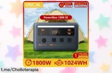 Increíble estación de energía portátil OSCAL PowerMax1800SE a precio loco: 1024Wh, carga todo fuera y hasta con panel solar. ¡Date prisa antes que se agote!