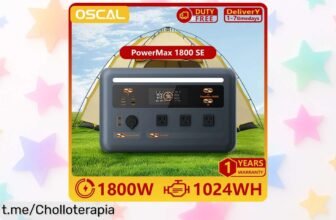 Increíble estación de energía portátil OSCAL PowerMax1800SE a precio loco: 1024Wh, carga todo fuera y hasta con panel solar. ¡Date prisa antes que se agote!