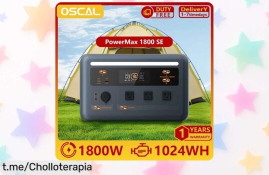 Increíble estación de energía portátil OSCAL PowerMax1800SE a precio loco: 1024Wh, carga todo fuera y hasta con panel solar. ¡Date prisa antes que se agote!