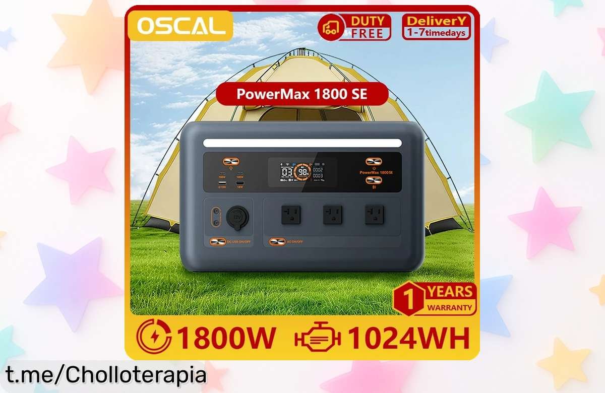 Increíble estación de energía portátil OSCAL PowerMax1800SE a precio loco: 1024Wh, carga todo fuera y hasta con panel solar. ¡Date prisa antes que se agote!