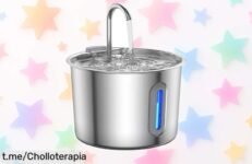 Increíble fuente de agua para gatos y perros en acero inoxidable, con 2,2L de capacidad. ¡No te pierdas este super chollo que hará feliz a tu mascota!