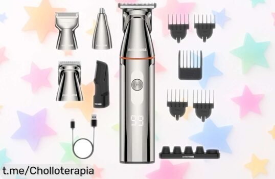 Increíble kit 5 en 1 BarberBoss para recortar barba, pelo y nariz; ¡precio rebajado y acabado pro en casa que no te puedes perder!