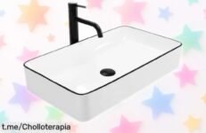 Increíble lavabo sobre encimera Rea Denis Black Edge a precio de ganga, dale ese toque de lujo a tu baño y conviértelo en el lugar favorito de todos. ¡No esperes más!