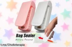 Increíble mini sellador de bolsas portátil para mantener tus alimentos frescos a un precio desternillante, ¡no te lo pongas fácil en la cocina!