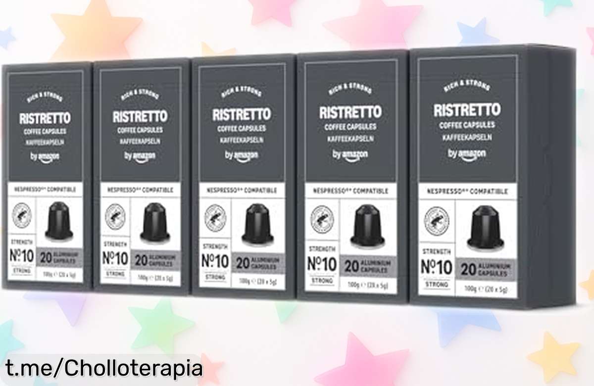 Increíble pack de 100 cápsulas Ristretto by Amazon para Nespresso a precio rebajado; disfruta del sabor intenso que alegrará tus mañanas, ¡no te lo pierdas!