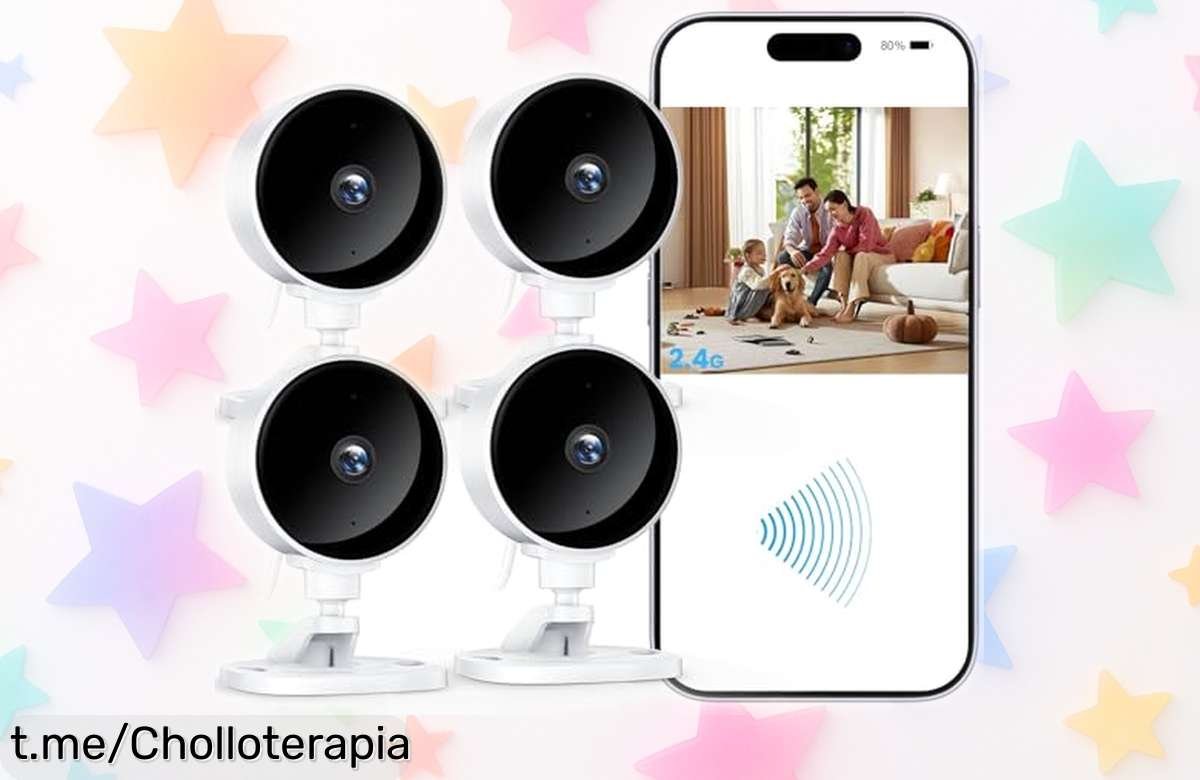 Increíble pack de 4 cámaras WiFi WOLFANG con visión nocturna a color, ¡no te pierdas este super chollo para sentirte seguro y proteger tu hogar sin complicaciones!