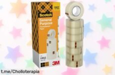 Increíble pack de 8 rollos de cinta adhesiva Scotch con recargas fáciles a un precio rebajado que te hará sentir listo para cualquier reto en casa, el cole o la oficina.