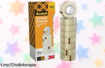 Increíble pack de 8 rollos de cinta adhesiva Scotch con recargas fáciles a un precio rebajado que te hará sentir listo para cualquier reto en casa, el cole o la oficina.