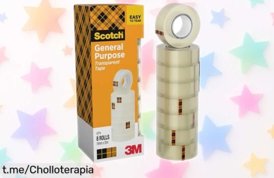 Increíble pack de 8 rollos de cinta adhesiva Scotch con recargas fáciles a un precio rebajado que te hará sentir listo para cualquier reto en casa, el cole o la oficina.