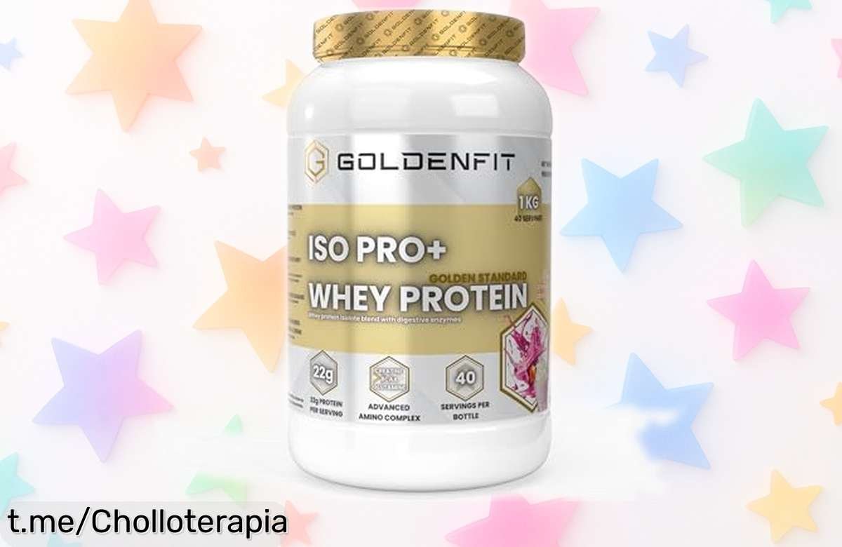 Increíble proteína whey isolate GoldenFit ISO PRO+ 1 kg con efecto brutal para crecer y recuperar ¡aprovecha este ofertón de sabor fresa que no verás otra vez!