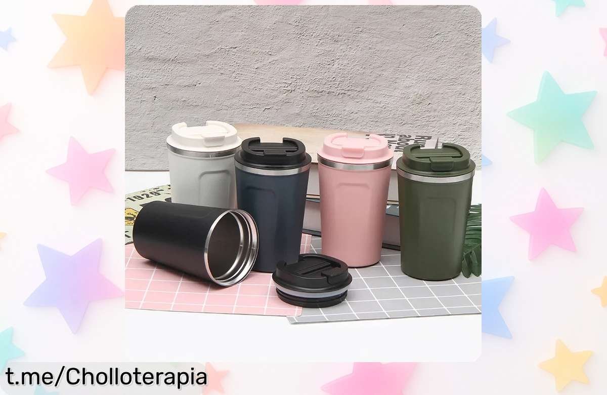 Increíble taza de acero inoxidable con cierre a prueba de fugas y doble pared para que disfrutes tu café siempre caliente, ¡un chollo que no te puedes perder!
