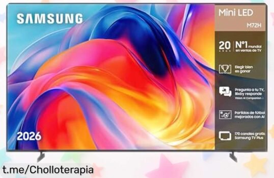 Increíble televisor Samsung 65” Mini LED 4K con sonido mejorado y más de 170 canales gratis, ¡aprovecha este ofertón que transforma tus noches en cine!