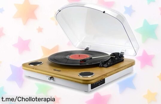 Increíble tocadiscos Energy Sistem BambooSpin con Bluetooth y potente sonido a precio de ganga, ¡transforma tus vinilos en recuerdos que durarán para siempre!