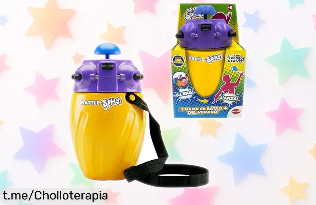 Inflador de globos de agua Bizak Battle Splash: Llena 4 globos a la vez y monta tu fiesta rápida con 100 globos. ¡Descuento increíble para disfrutar del verano con amigos!