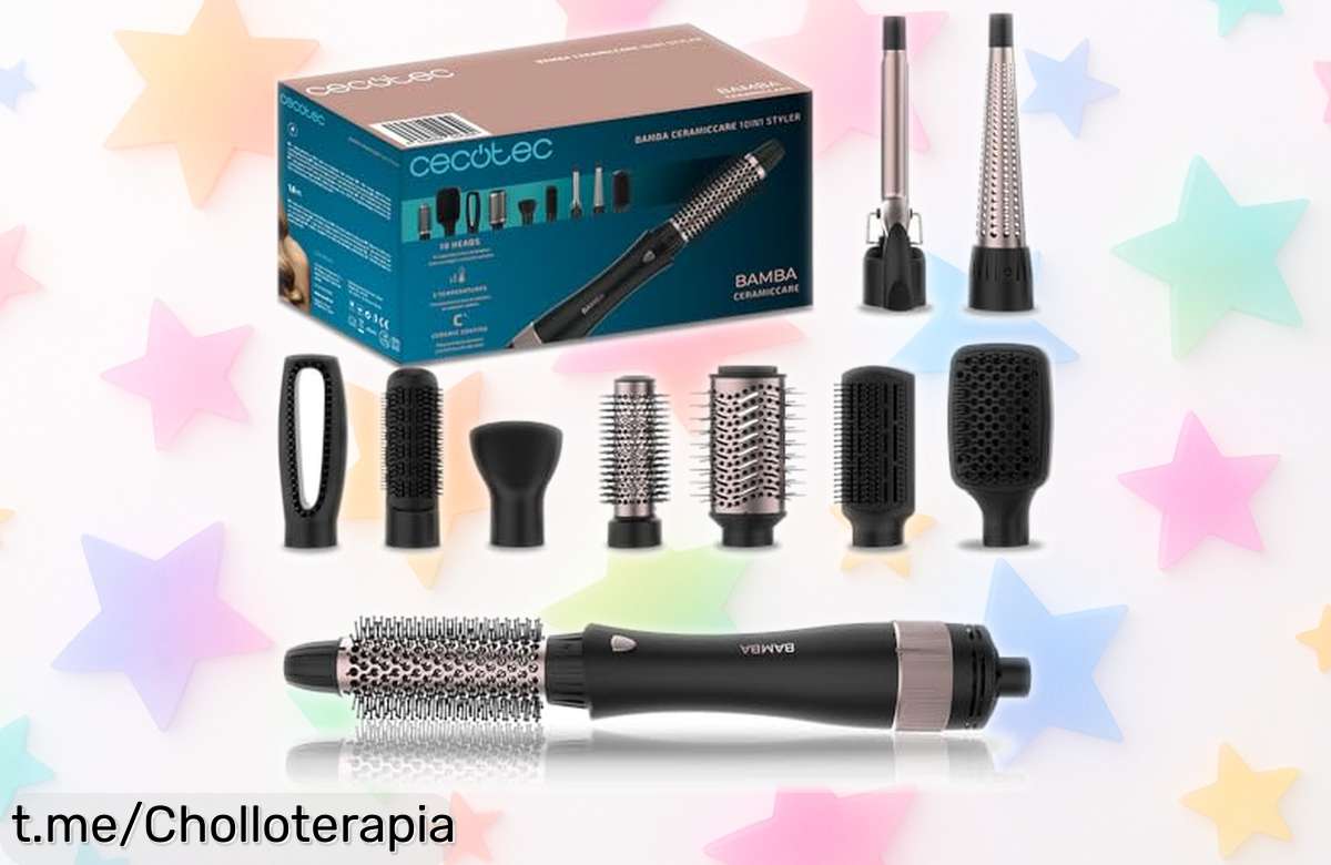 Inmejorable cepillo de aire Cecotec Bamba CeramicCare 10 en 1 con 10 cabezales intercambiables a un precio reventado, ¡renueva tu look y sorpréndete ya!