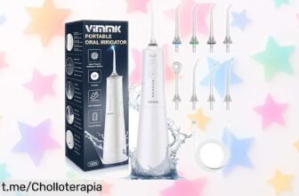 Irrigador bucal portátil Vimmk, 8 boquillas y 5 modos para una limpieza que te dejará sonrisa de oro. Esta oferta no la quieres dejar escapar, ¡hazlo tuyo ya!