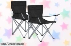 Juego de 2 sillas de camping SONGMICS, plegables y resistentes - ¡Precio loco para tus aventuras al aire libre! No te quedes sin un sitio cómodo donde descansar.
