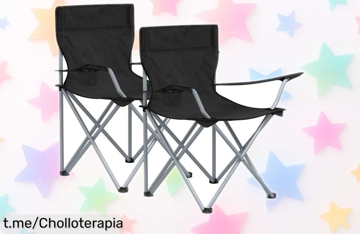 Juego de 2 sillas de camping SONGMICS, plegables y resistentes - ¡Precio loco para tus aventuras al aire libre! No te quedes sin un sitio cómodo donde descansar.