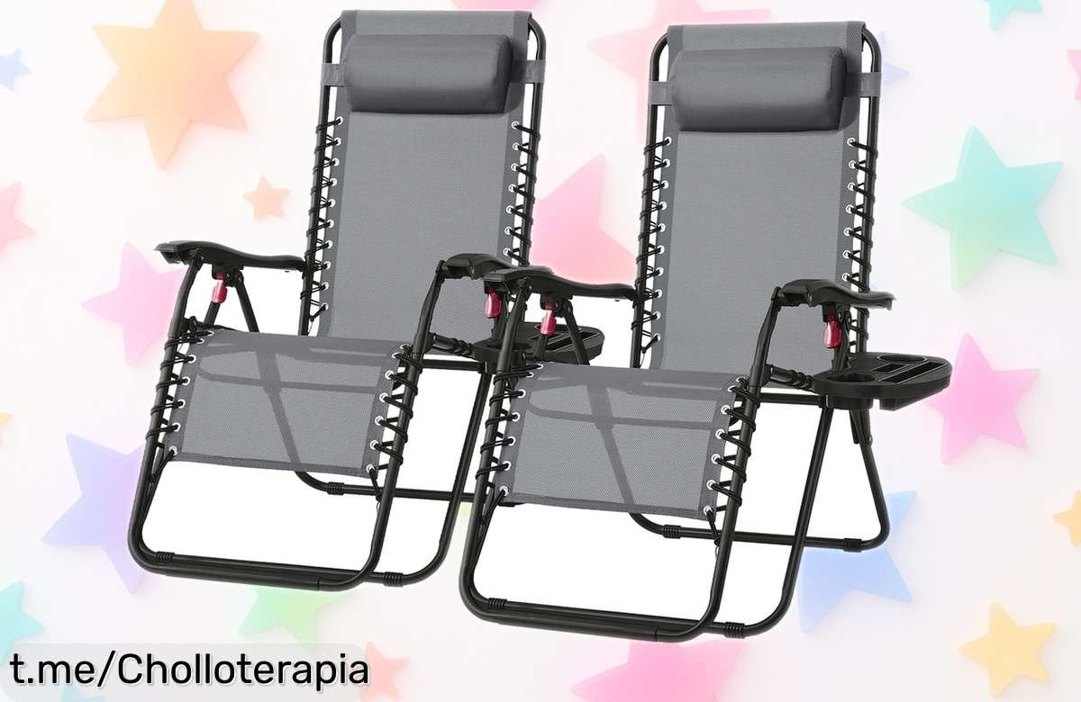 Juego de 2 tumbonas plegables SONGMICS con bandeja, un ofertón sorprendente para disfrutar del aire libre y relajarte sin gastar mucho. ¡Date prisa antes de que se agoten!