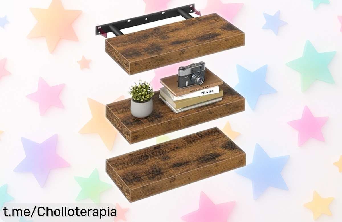 Juego de 3 estantes flotantes VASAGLE LWS24BX a precio loco; dales un toque rústico a tus paredes y organiza tu hogar en solo dos minutos. ¡No te quedes sin el tuyo!