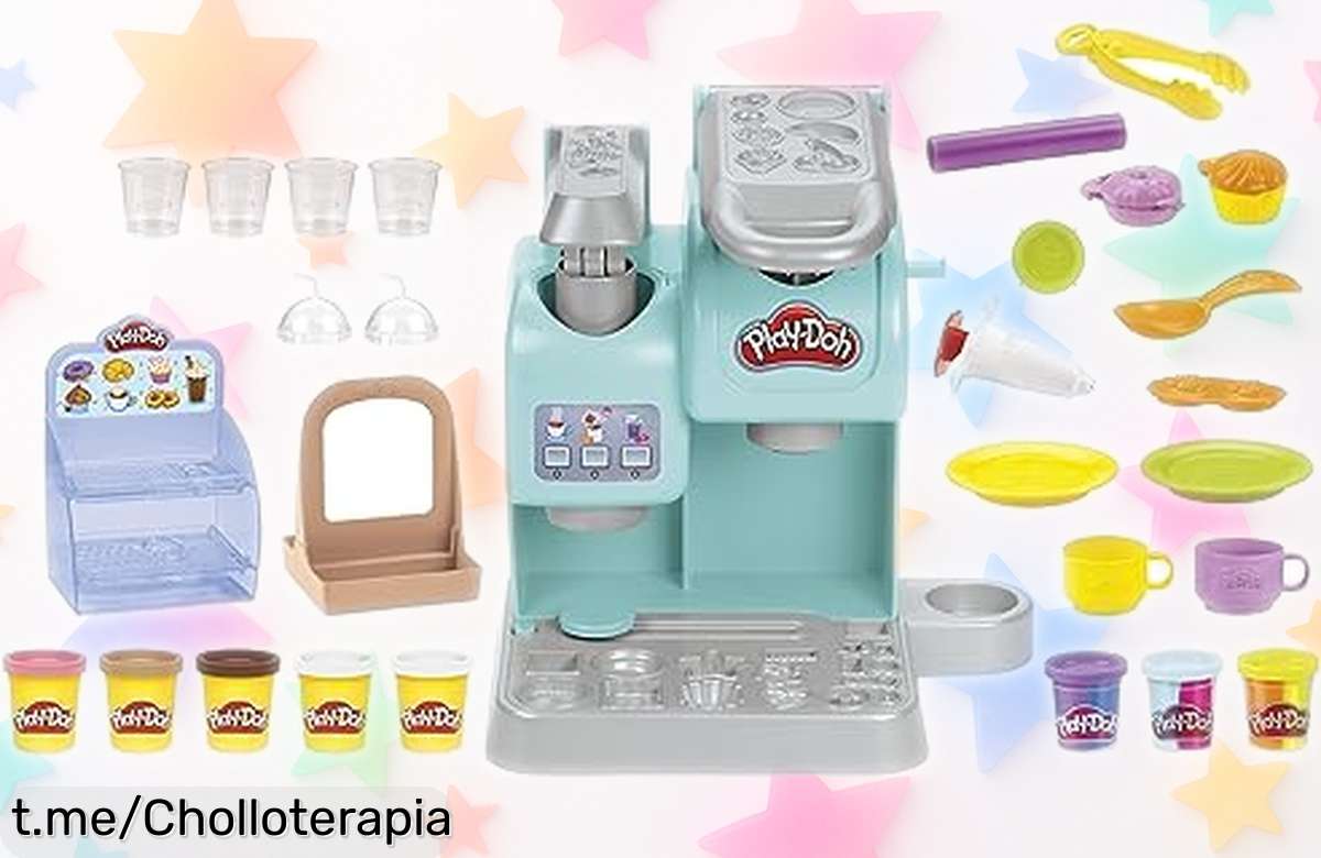 Juego de cafetería PlayDoh con 20 accesorios y vasos reales a precio loca, crea postres como un pro y disfruta de horas de diversión en familia. ¡No te lo pierdas!