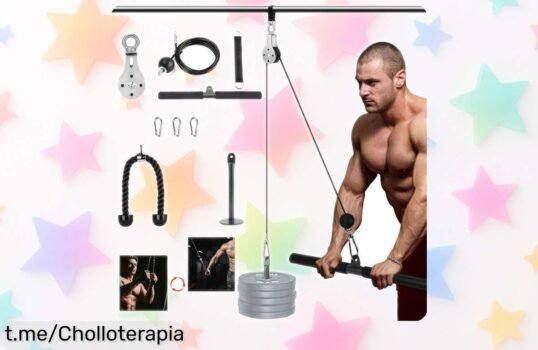 Kit de gimnasio ALLINLIFE con polea y accesorios a un precio regalado, ¡entrena bíceps y tríceps en casa sin complicaciones y siente la fuerza hoy mismo!