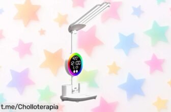 Lámpara de escritorio RoaQinFo con luz regulable, reloj y carga USB: un ofertón increíble que hará brillar tu espacio mientras cuidas tus gadgets ¡No te lo puedes perder!