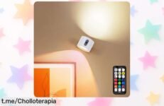 Lámpara de pared LED inalámbrica LuminexDesigns que gira 360° y cambia de color, ¡ofertón para iluminar tu hogar con estilo! No te quedes sin la tuya, crea ambientes únicos ya.