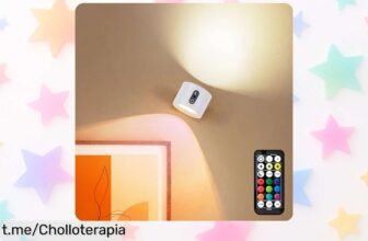 Lámpara de pared LED inalámbrica LuminexDesigns que gira 360° y cambia de color, ¡ofertón para iluminar tu hogar con estilo! No te quedes sin la tuya, crea ambientes únicos ya.